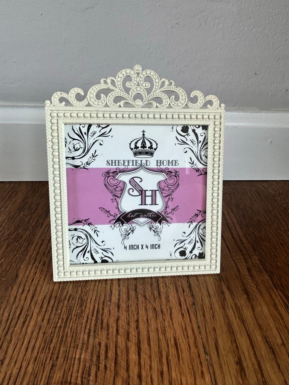 Sheffield Home White Ornate Crown Scroll 4x4 Picture Frame